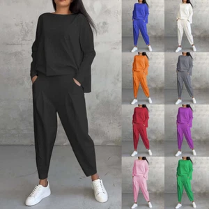 Jogginganzug Damen Zweiteiler Training Set Fitness Sport Langarmshirt Laufhosen - Bild 1 von 16