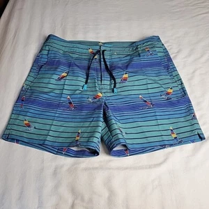 Tori Richard Swim Trunks Mens 36 Blue Board Shorts Hawaiian Boats UPF Quick Dry - Picture 1 of 11