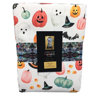 Cynthia Rowley Halloween Tablecloth 60x84 Witch Pumpkin Candy Corn Ghost CUTE! - Image 1 of 4
