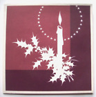 40's  Silhouette candle and holly embossed Christmas Greeting Card unused *T4