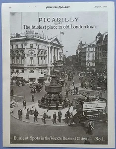 Picadilly - El lugar más concurrido del casco antiguo de Londres 1920 revista foto - Imagen 1 de 2