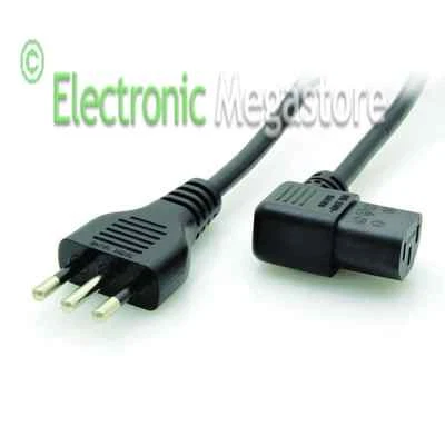 CAVO ALIMENTAZIONE TRIPOLARE SPINA ITALIANA 10A/PRESA TRIPOLARE 90° 1,5m GE3000