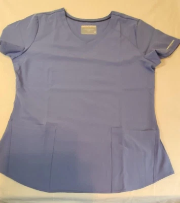 skechers scrubs women sk101 Vitality 3 Pocket Virtual V-Neck Top blue L NWT - Image 1 of 4
