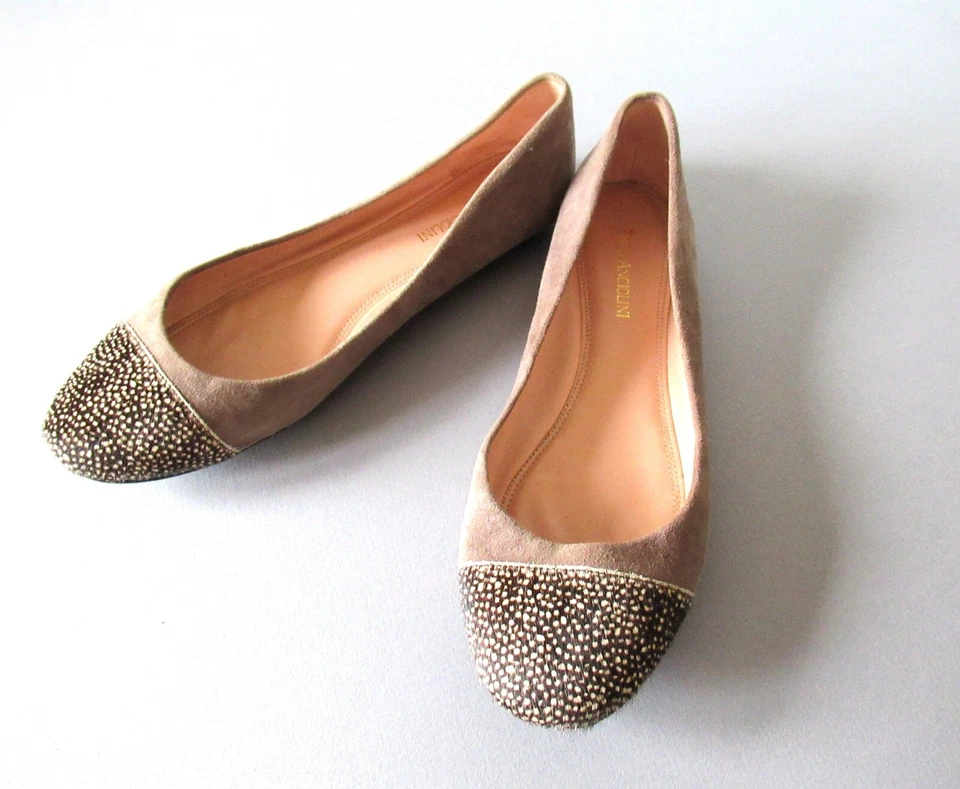 enzo angiolini suede and hide brown and beige ballet flats size 9.5 M - Image 1 of 4