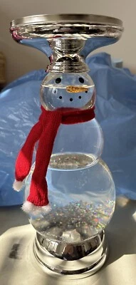 HTF! Bath & Body Works Glitter Globe Candleholder SNOWMAN Christmas/NEW - Image 1 of 4