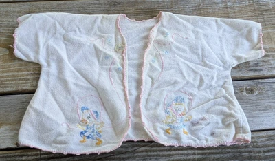 古董白色法兰绒手工刺绣鸭子-婴儿夹克/外套 — 第 1/4 张图片