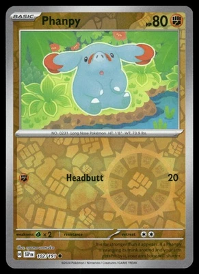 Phanpy 102/191 SSP SV08: Surging Sparks Reverse Holo NM - Image 1 of 2
