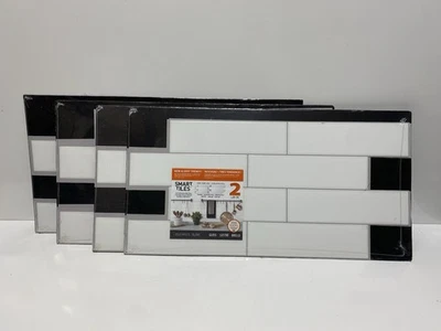 Lot Of (4) Smart Tiles SM1135 White Mosaic Vinyl Adhesive Wall Tile 2 pc - Image 1 of 4