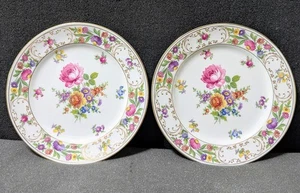 (2) Vintage Hammerslay England DRESDEN SPRAYS Porcelain Salad Plates, Ø8" - Picture 1 of 6