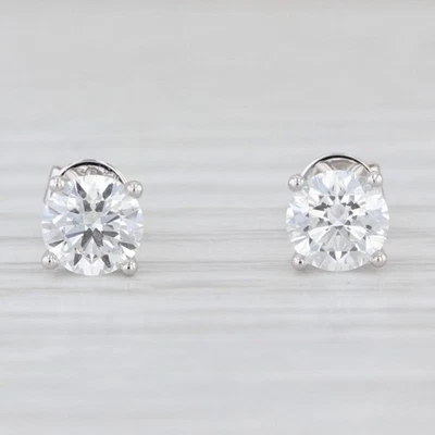 New 1.13ctw Round Lab Grown Diamond Stud Earrings 14k White Gold Studs - Image 1 of 4