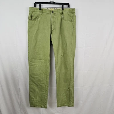 Meyer London 男式棉质弹力裤绿色平前 37 x 33 — 第 1/4 张图片