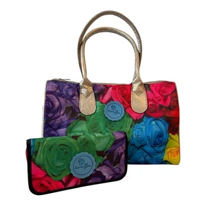Comeflor Fashion Floral Handbag Zipper Two Handled Purse with matching wallet - Picture 1 of 13