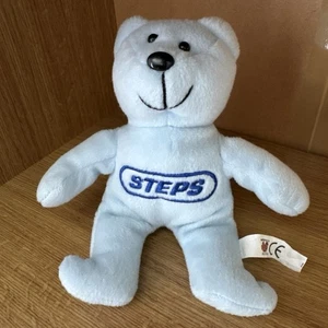 Vintage STEPS Tour Beanie Bear Rare Soft Toy Plush Blue 2000 Y2K - Picture 1 of 2