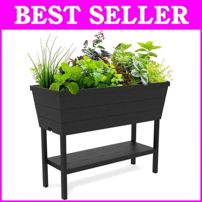 优雅的深灰色抬高床带排水塞 – 适合草药和花卉 — 第 1/4 张图片