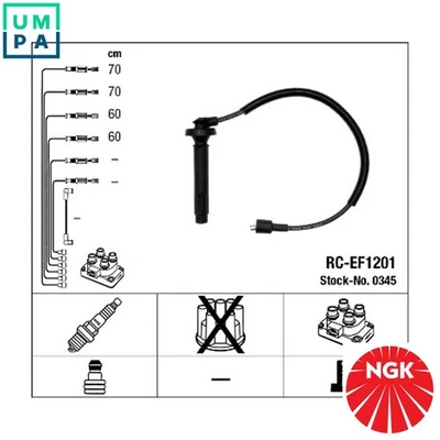IGNITION CABLE KIT 0345 FOR SUBARU EJ205/EJ202 2.0L 4cyl FORESTER - Image 1 of 4