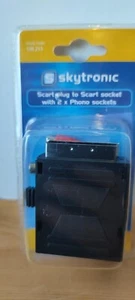 Scart Adaptor with M-F Scart Sockets & 2 Phono Socket fly Lead Outputs - NOS - Picture 1 of 4