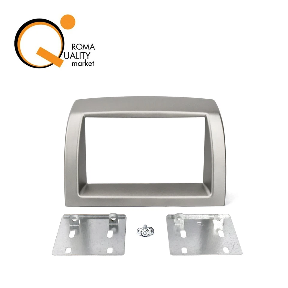 Kit 2 DIN Fit Lancia Ypsilon 843 2003-2011 Mascherina Autoradio Staffe Argento - Immagine 1 di 1