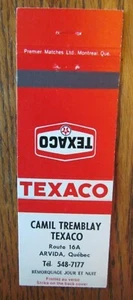 TEXACO GAS STATION MATCHBOOK: CAMIL TREMBLAY (ARVIDA, QUEBEC) (EARLY 1970s) -F24 - Picture 1 of 2