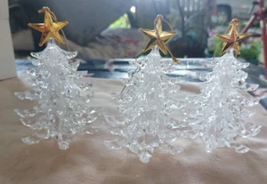 Vtg Lot Acrylic 5” Mini Christmas Tree String Light Cover or Tabletop Ornament - Picture 1 of 8