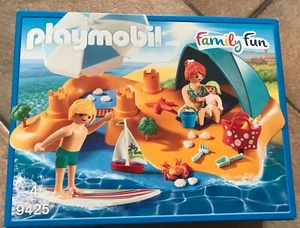 BOITE SET PLAYMOBIL PLAYMO FAMILY FUN 9425 LA TENTE DES VACANCES À LA PLAGE - Imagen 1 de 1