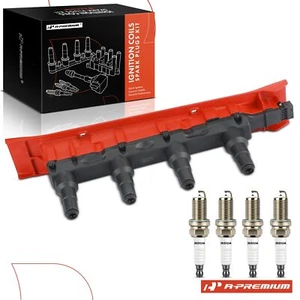 A-Premium 1x Red Ignition Coil & 4x Iridium & Platinum Spark Plug for Saab 9-3 - Picture 1 of 9