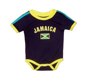 Jamaica Baby Bodysuit 100% Cotton Soccer Country Flag T-Shirt All Black - Picture 1 of 1