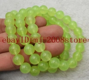 3 Pcs Natural 8mm Green Peridot Round Gemstone Bracelet 7.5'' AAA+ - Picture 1 of 2