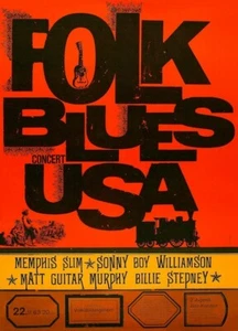 Folk Blues EE. UU. PÓSTER 1963 concierto raro Memphis Slim - Imagen 1 de 1