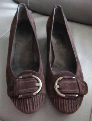 Stuart Weitzman Brown Suede Wedge Shoes Size 8 M Career Dress - Image 1 of 4