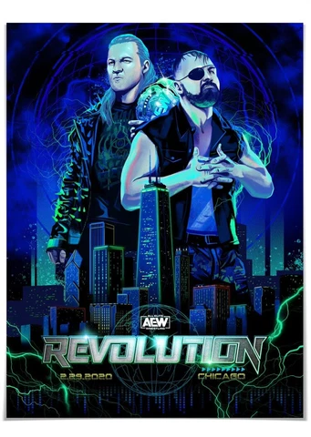 AEW Revolution 2020 Jon Moxley Chris Jericho Poster Wrestling 24x36 WWE NJPW Cover