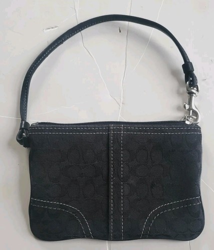 Coach Signature Cinturino in pelle con polsino piccolo in tela nero