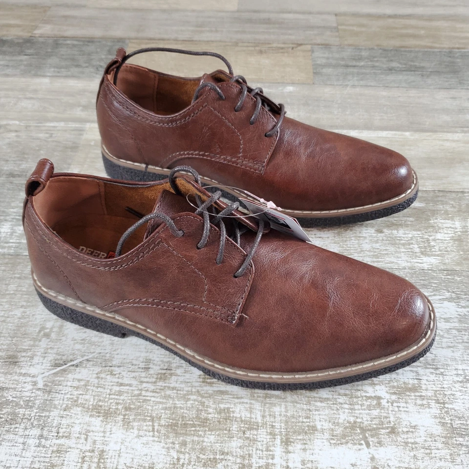 Zapatos Oxford Deer Stags Zander para niños pequeños talla 5 M cuero marrón punta almendra con cordones Foto 1 de 4