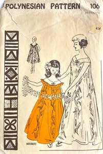 1960's MUUMUU Polynesian Pattern 106 Size M - Picture 1 of 2