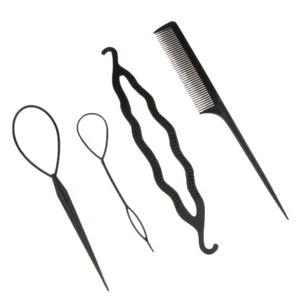 4pcs Hair Magic Tool Women Twist Styling Braider Stick Bun Maker Braid Kit - Picture 1 of 6