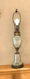 Antique MCM Hollywood Regency Cut Crystal Table Lamp w/Brass Base Fabulous - Picture 1 of 19