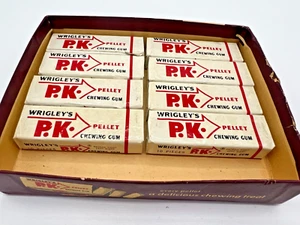 Scatola parziale anni 50 Wrigleys P.K. Pellet Gum 8 confezioni e scatola - Foto 1 di 11