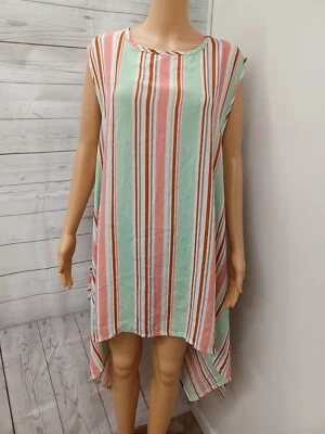 Lucky Brand Womens Green Pink Striped Sleeveless Top Blouse XL NWT - Image 1 of 4