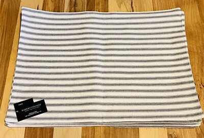 4 ROBERT STANLEY Placemats Gray & Cream Striped 18" x 13" New - Image 1 of 4