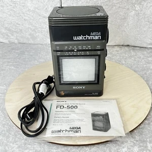 VTG Sony Mega Watchman FD-500 Black White TV FM AM Receiver Tested Working READ - Picture 1 of 11