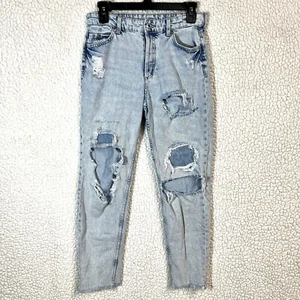 &Denim H&M Jeans Boyfriend Low Waist Button Fly Ripped And Distressed Size 2 - Picture 1 of 16