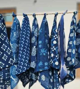 10PCS Indigo Blue Hand Block Printed Cotton Table Napkins Kitchen table Dholpuri - Picture 1 of 14