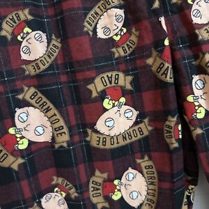 Family Guy Stewie Men's Pajama Lounge Pants Large  “Born To Be Bad” Drawstring