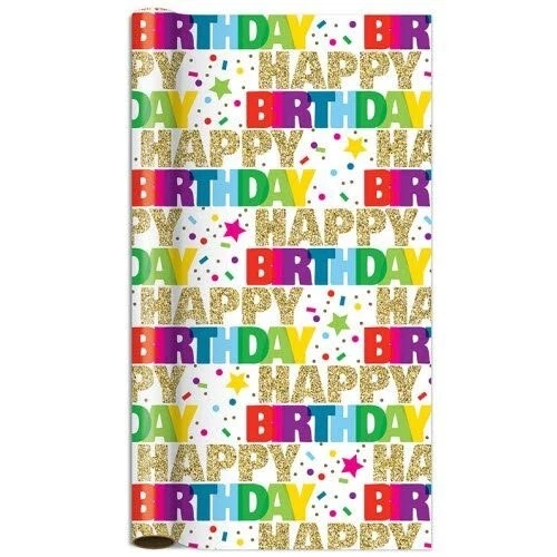 The Gift Wrap Company Sparkling Celebration Birthday 5ft Premium Gift Wrap Roll - Image 1 of 1