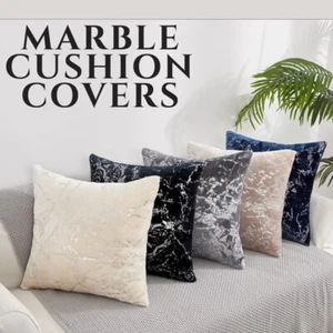 Luxury Marble Cushion Covers Velvet Soft Sofa Pillow Cases Home Decor 18"x18" UK - Picture 1 of 18