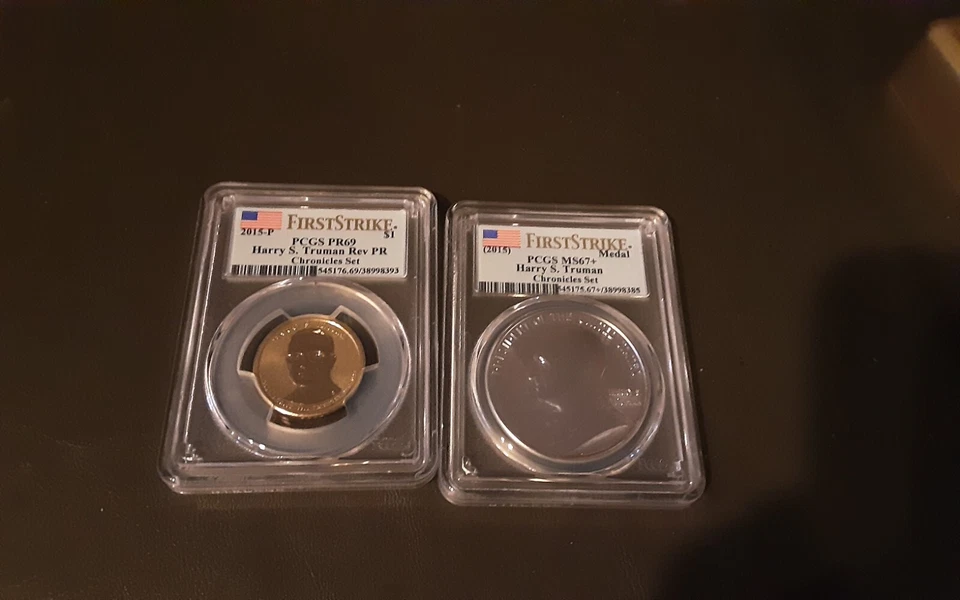 Moneda Truman 2015-P y Crónicas Prueba Inversa PCGS PR69 y MS67+ First Strike Foto 1 de 1