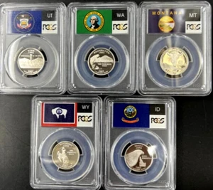 2007 S Complete 5 Silver Proof Quarters PCGS Graded PR69 DP CAMEO Flag Label Set - Picture 1 of 1