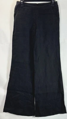 CAbi Vintage Washed Linen Wide-Leg Pants Size 6 x 33" inseam Charcoal Black 335 - Image 1 of 4