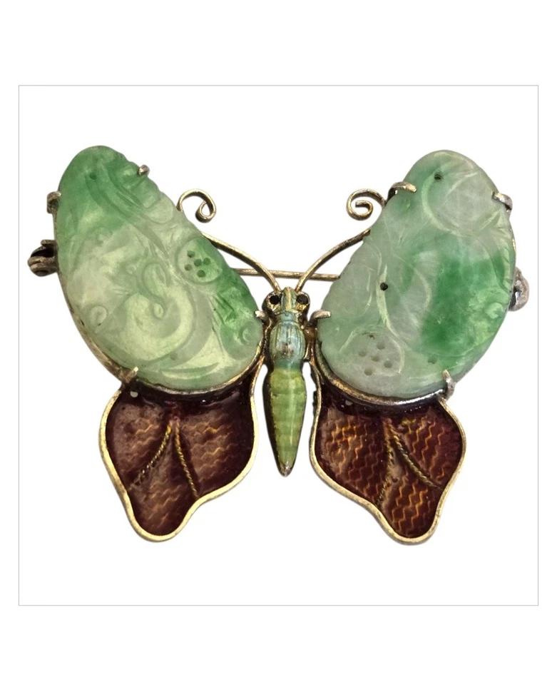 Broche figura borboleta prata plique a Jour exportação chinesa década de 1950 - Imagem 1 de 4