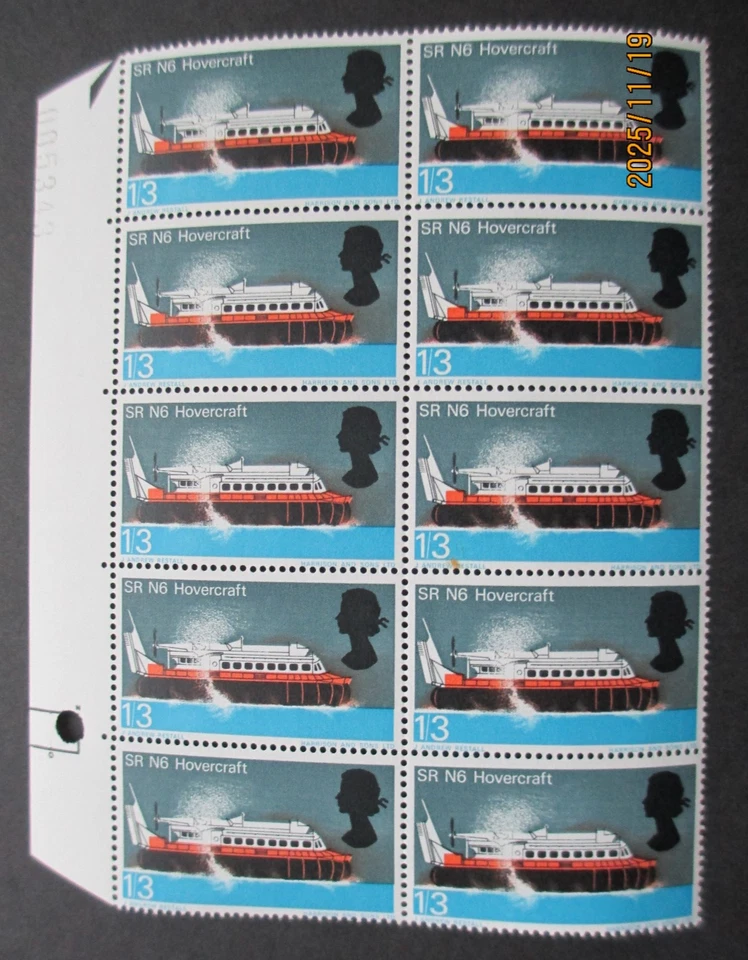 GB - QEII 1966 British Technology SRN6 Hovercraft SG703 1/3d - Block of 10 ~ MNH - Image 1 of 1