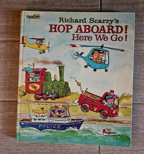 1972 Richard Scarry's Hop Aboard Here We Go Giant Golden Book Illustrated - Picture 1 of 4